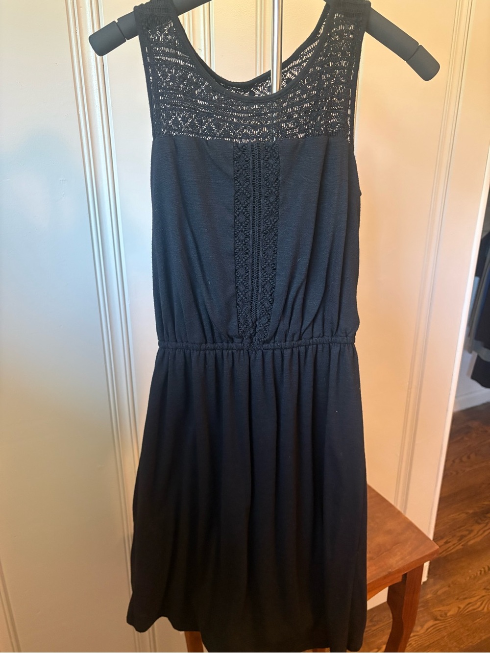 Sonoma Black Sleeveless Crochet Yoke Mini Dress